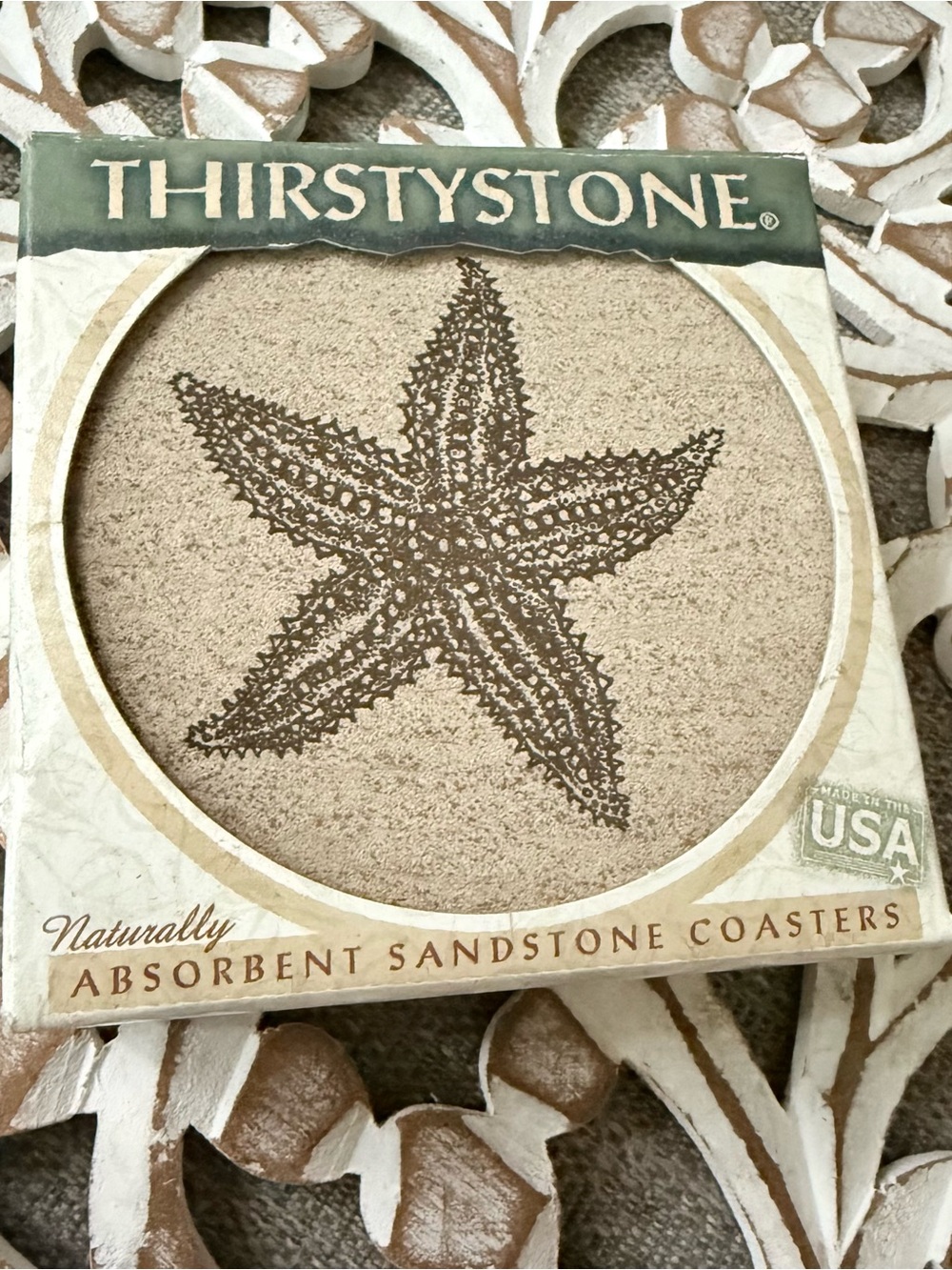 ThirstyStone Sandstone 4 Starfish Coasters NEW